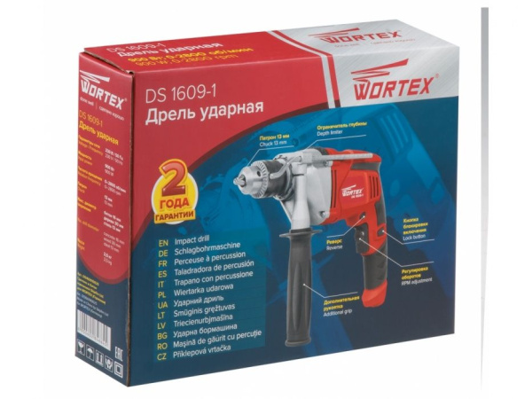 Дрель ударная WORTEX DS 1609-1 в кор.