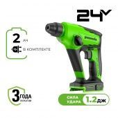 Перфоратор аккумуляторный GreenWorks GD24SD12K2 (1АКБ 2,0А/ч +ЗУ) 3803107UA