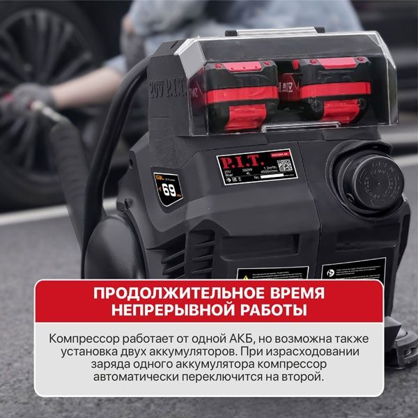 Компрессор аккумуляторный P.I.T. PAC20H-4A SOLO (без АКБ и ЗУ)