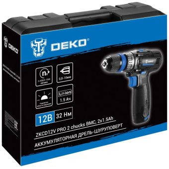 Дрель-шуруповерт аккумуляторная DEKO ZKCD12V PRO