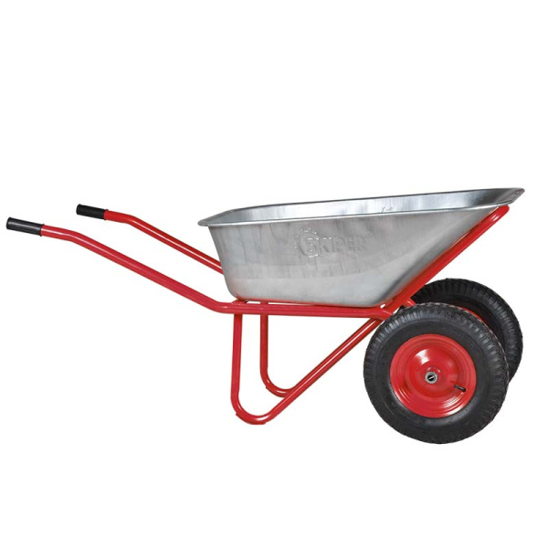 Тачка строительная SKIPER 2x125 PROFI (до 125л, до 330кг, 2x4.00-8, пневмо, ось 20*100)